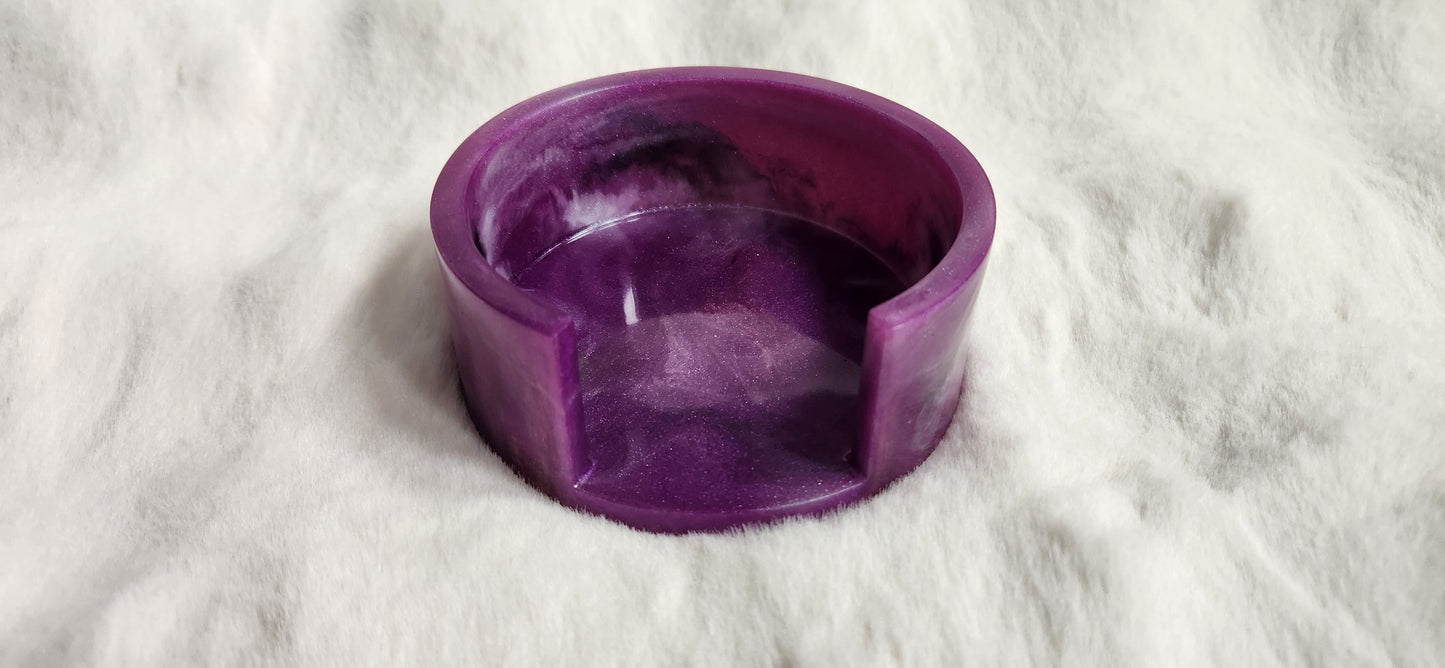 4 customized marble resin coasters with holder.