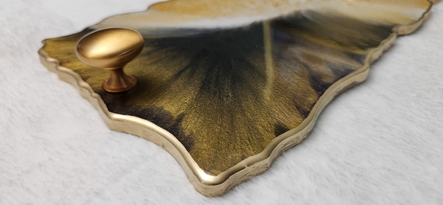 Black and gold resin tray