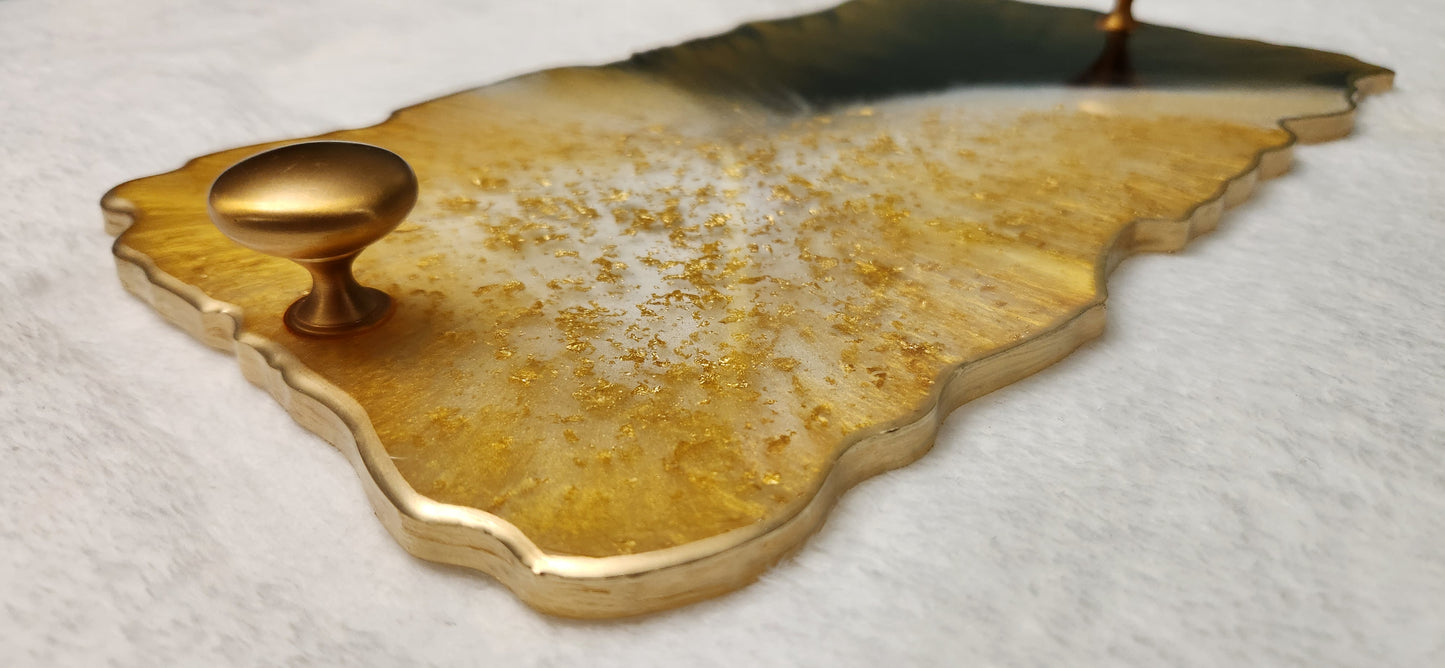 Black and gold resin tray