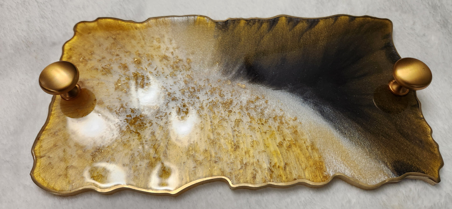 Black and gold resin tray